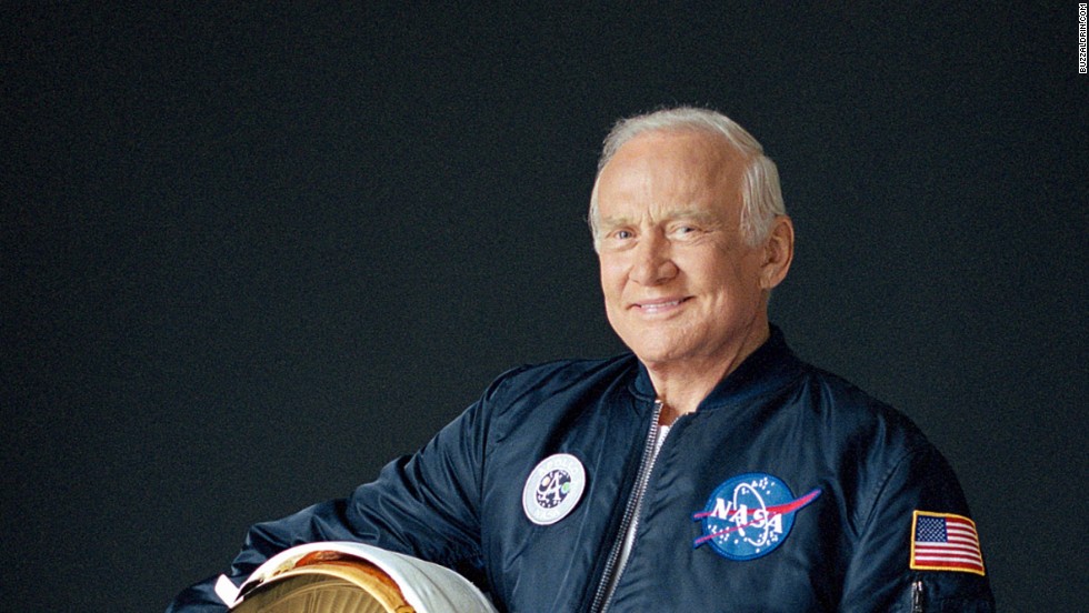 Astronaut Buzz Aldrin in a Nasa jacket