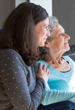 Senior mother with her adult daugther
