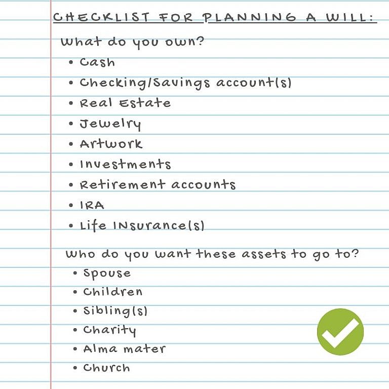 Checklist for preparing a will in massachusetts