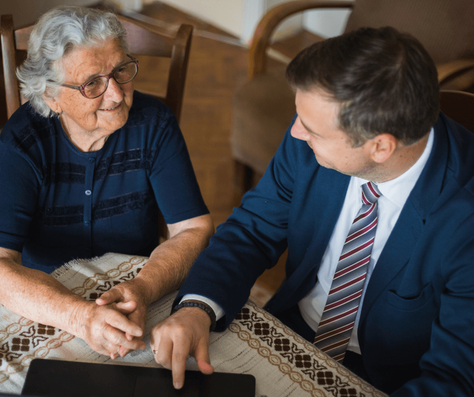 an estate planning attorney giving advice to a client