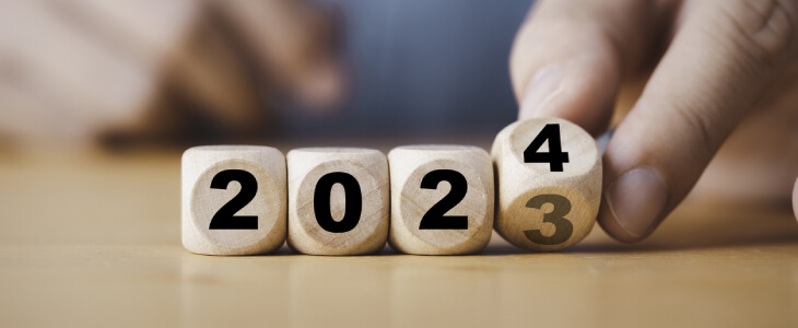 Number dice showing change from 2023 to 2024