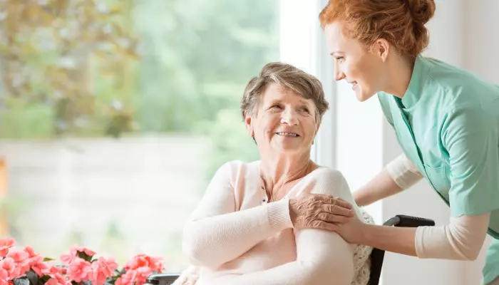 Woman with elderly mother