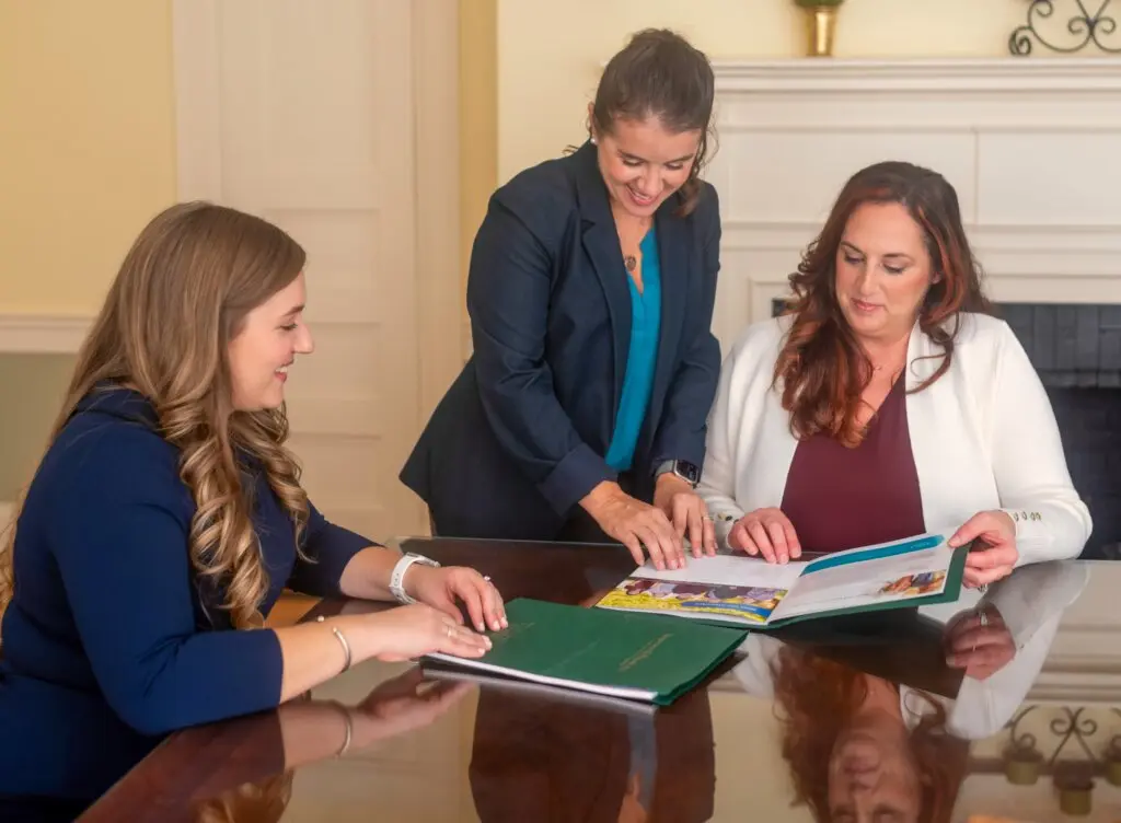 Attorney Erin Nunez reviewing paperwork