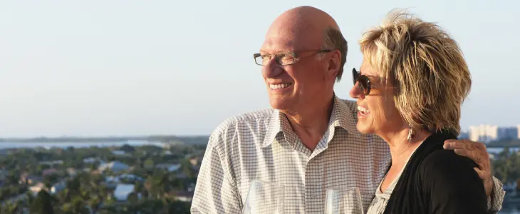 Couple enjoying warm weather in winter