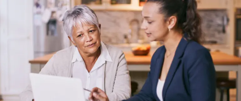 Elder law attorney with client