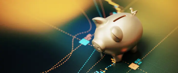 Digitally rendered piggy bank