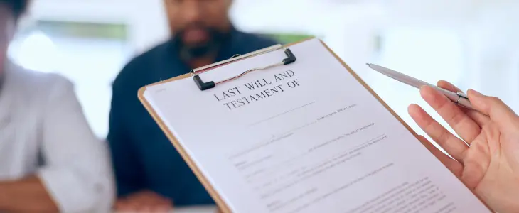 Last will and testament document