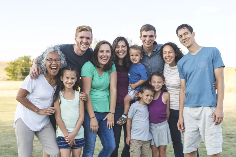 diverse blended family portrait