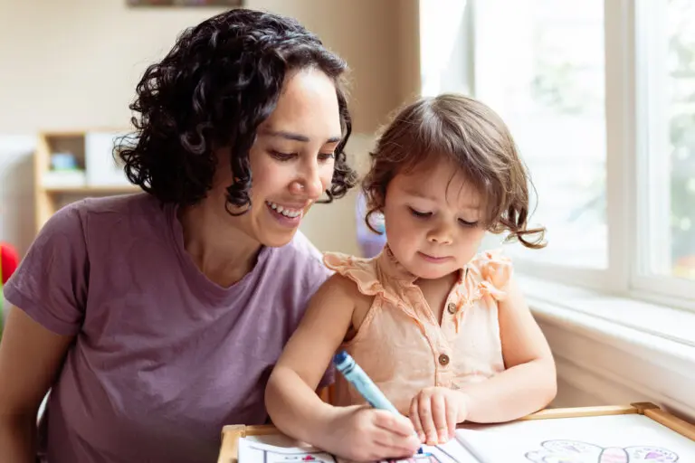 Young single mother with daughter
